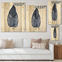 Designart - Blue Leaf Watercolour On White