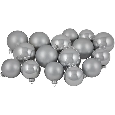 72ct. 4" Silver Shiny and Matte Christmas Glass Ball Ornaments