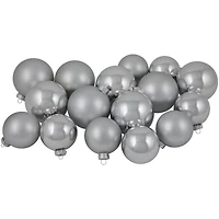 72ct. 4" Silver Shiny and Matte Christmas Glass Ball Ornaments