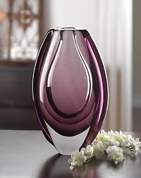 8.5" Wild Orchid Art Glass Vase