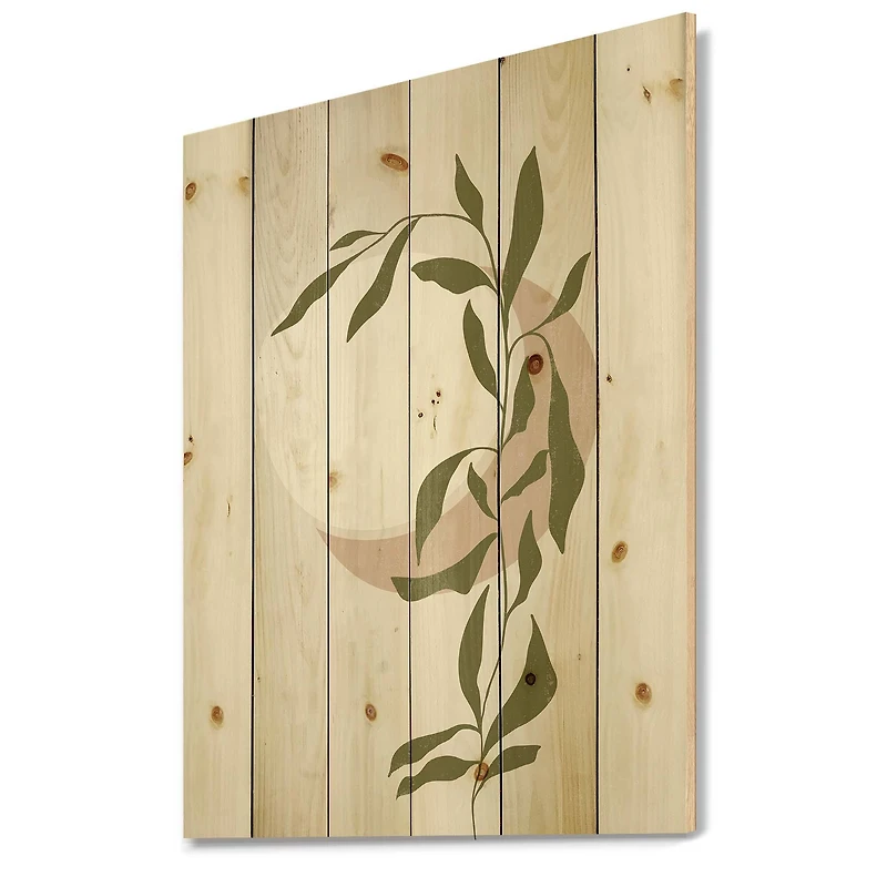 Designart - Abstract Sun and Moon With Green Leaf III