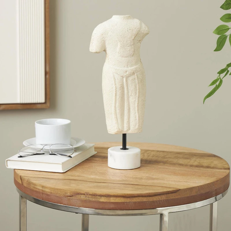 14" Cream Paper Mache Figurine Sculpture with Mable Base