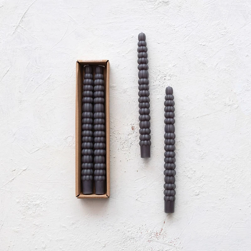 Hello Honey 10" Charcoal Unscented Pumpkin Shaped Taper Candles, 2ct.