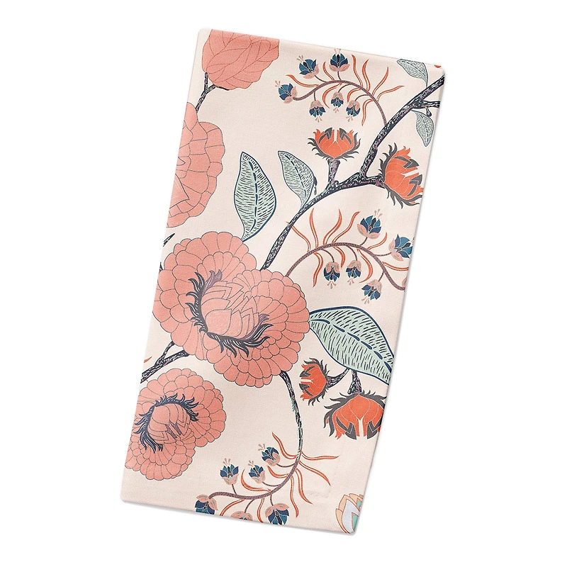 Pink Navy Floral 10" x 10" Cotton Twill Napkin