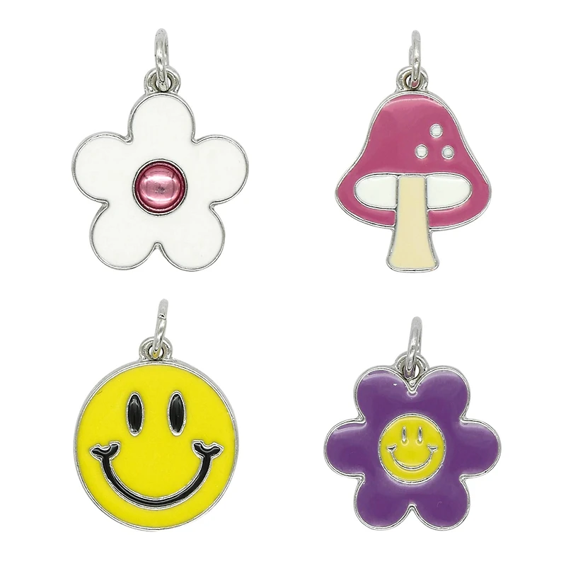 Enamel Flower, Smile & Mushroom Charm Mix by Bead Landing™