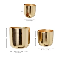 Gold Metal Contemporary Planter Set