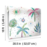 RoomMates White Multi Nuit Tropicale Peel & Stick Wallpaper