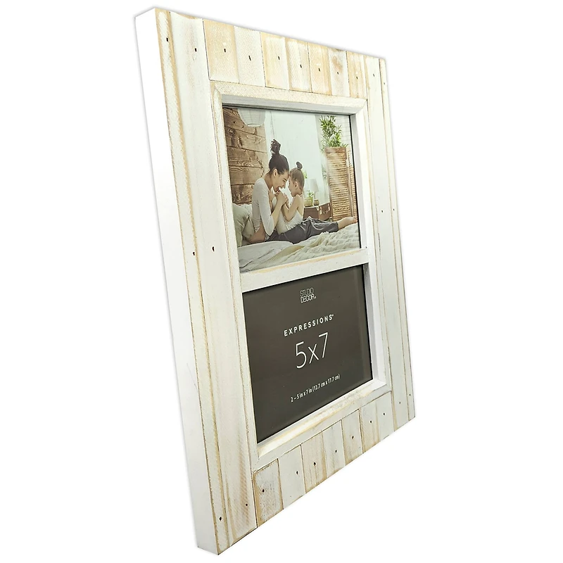 Expressions™ 2 Opening 5" x 7" White Salvage Chic Frame by Studio Décor®