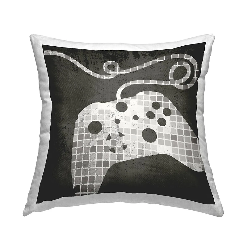 Stupell Industries Gaming Controller Silhouette Geometric Squares Pattern Throw Pillow, 18" x 18"