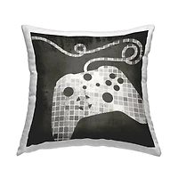 Stupell Industries Gaming Controller Silhouette Geometric Squares Pattern Throw Pillow, 18" x 18"