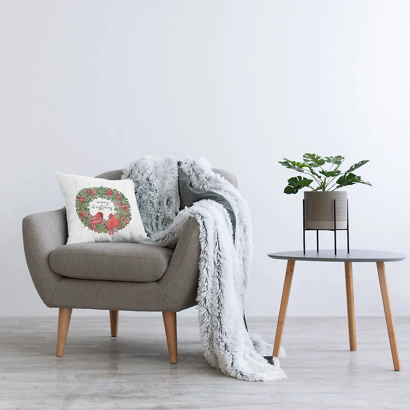 Stupell Industries Merry Christmas Cardinal Wreath Throw Pillow