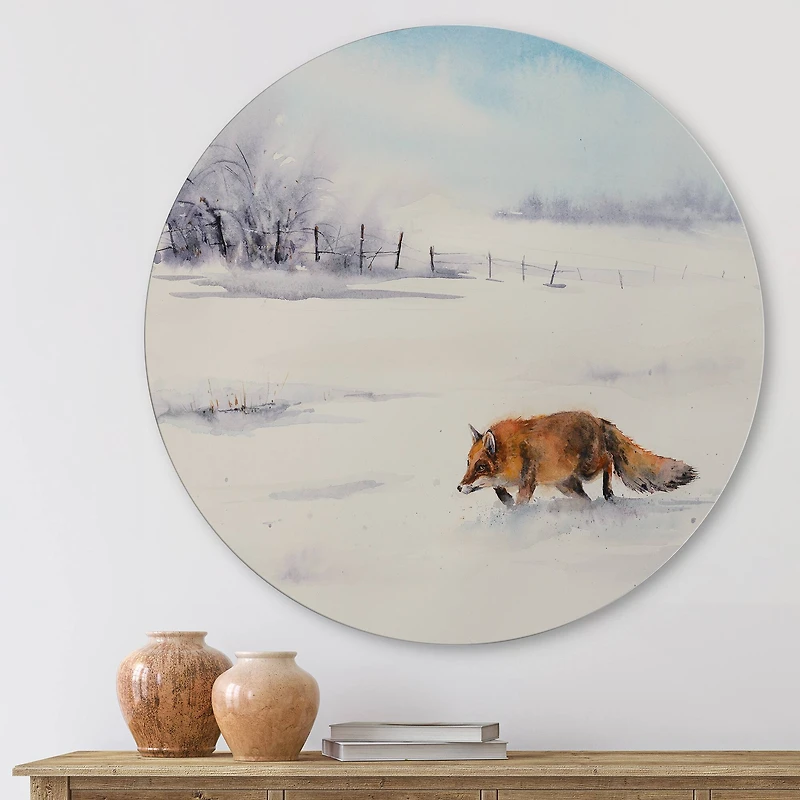 Designart - Red Fox Running In White Snow I