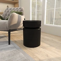 18" Black Metal Drum Accent Table