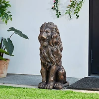 Glitzhome® 2ft. Oversized Bronze Sitting Lion Garden Statue