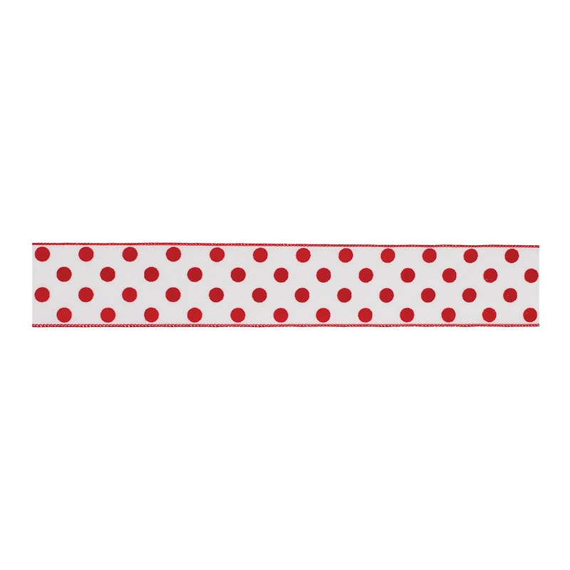 2.5" x 10yd. Red & White Wired Polka Dot Ribbon, 2ct.