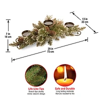 Glittery Bristle® Pine Triple Candle Holder Centerpiece