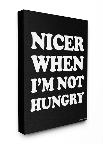 Stupell Industries lulusimonSTUDIO Nicer When I'm Not Hungry Typography Canvas Wall Art