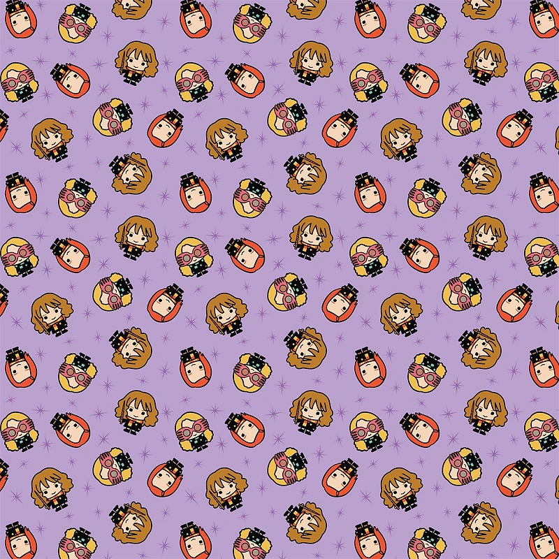 Harry Potter™ Purple Kawaii Girls Toss Cotton Fabric