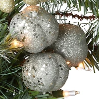 9ft. Pre-lit Glittery Pomegranate Pine Garland with Silver Pomegranates,Champagne Berries Frosted Tips and 100 Clear Lights