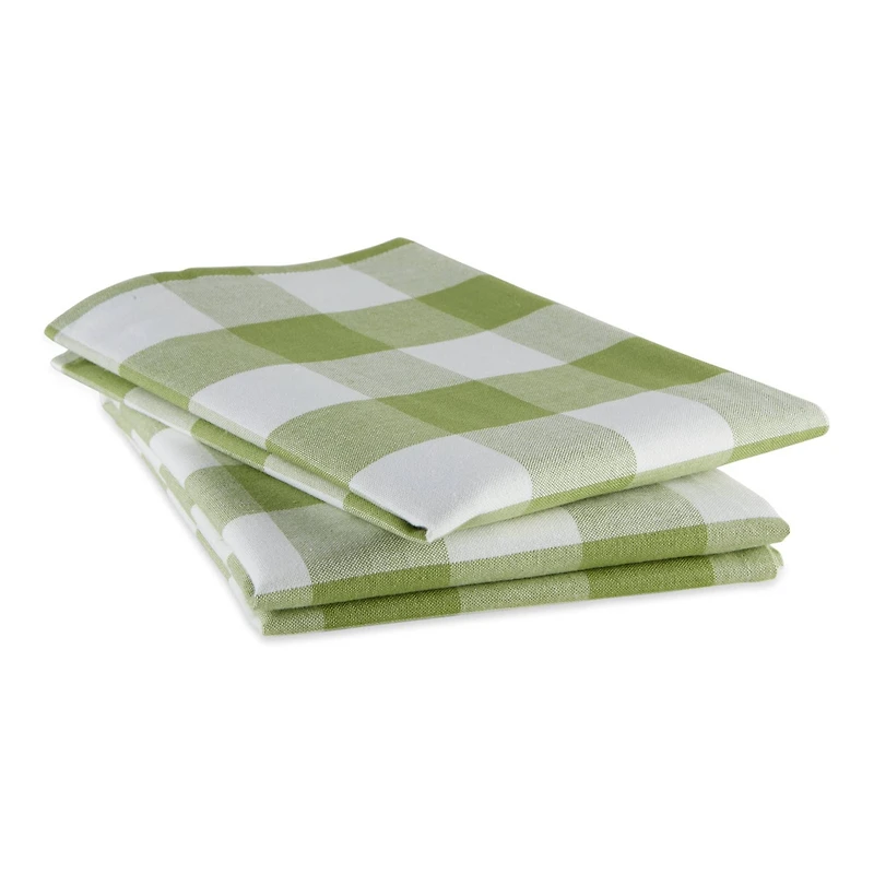 DII® Antique Green Buffalo Check Dish Towels, 3ct.