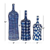 Blue & White Stoneware Contemporary Vase Set