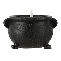 Black Cauldron Faux Flickering Flame LED Wax Candle by Ashland®
