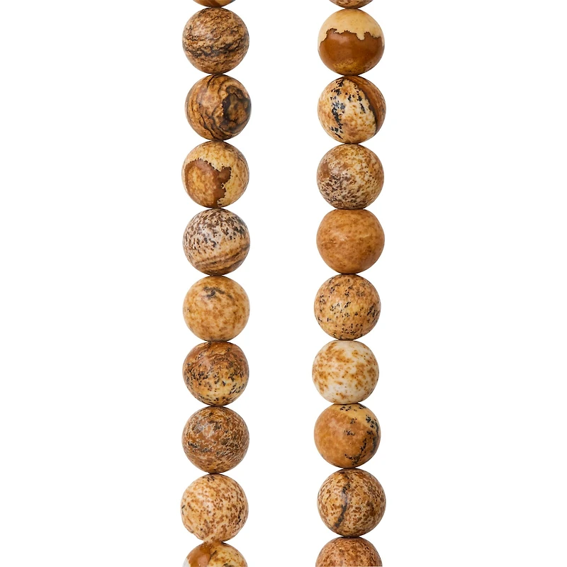 12 Pack: Natural Picture Jasper Round Beads, 8mm by Bead Landing™