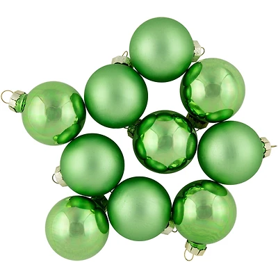 10ct. 2" Grass Green 2-Finish Glass Ball Ornaments