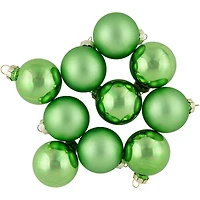 10ct. 2" Grass Green 2-Finish Glass Ball Ornaments