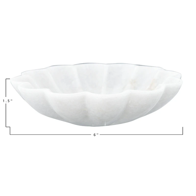 Hello Honey® 6" Carved Marble Flower Shape Dish