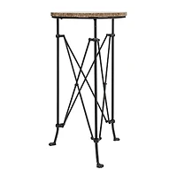 Hello Honey® 2ft. Tan Marble Top Modern Round Metal Accent Table