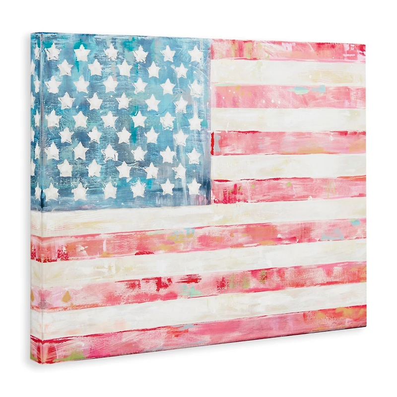 Stupell Industries Patriotic Brushed Flag Canvas Wall Art