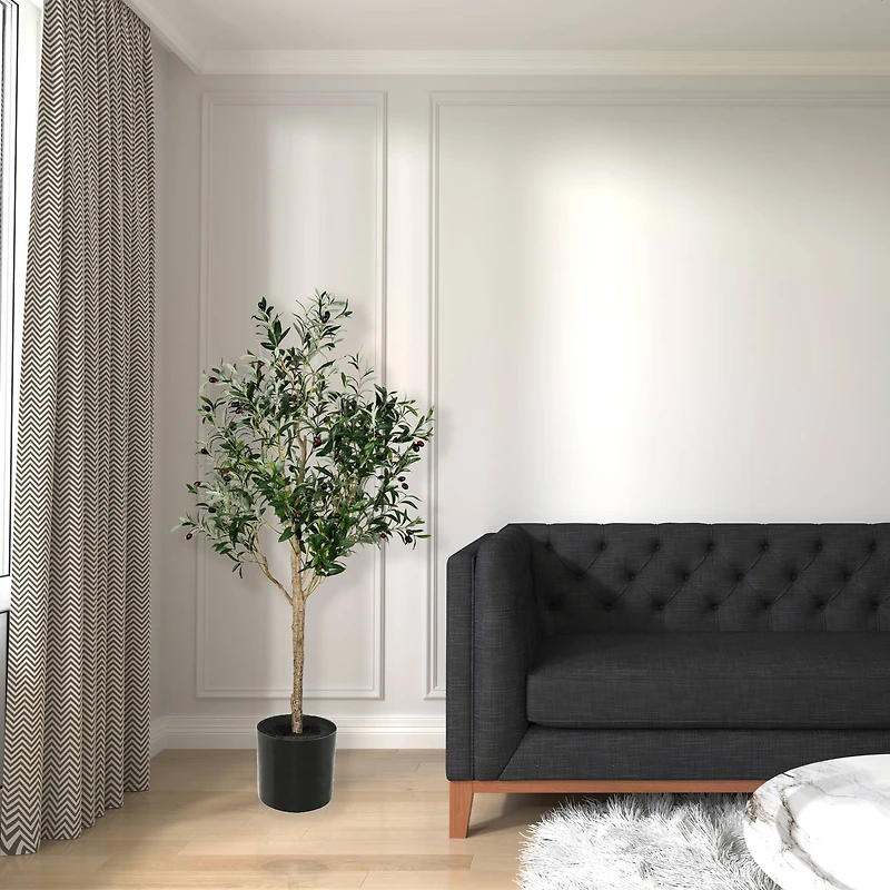 5ft. Potted Artificial Green Olive Tree