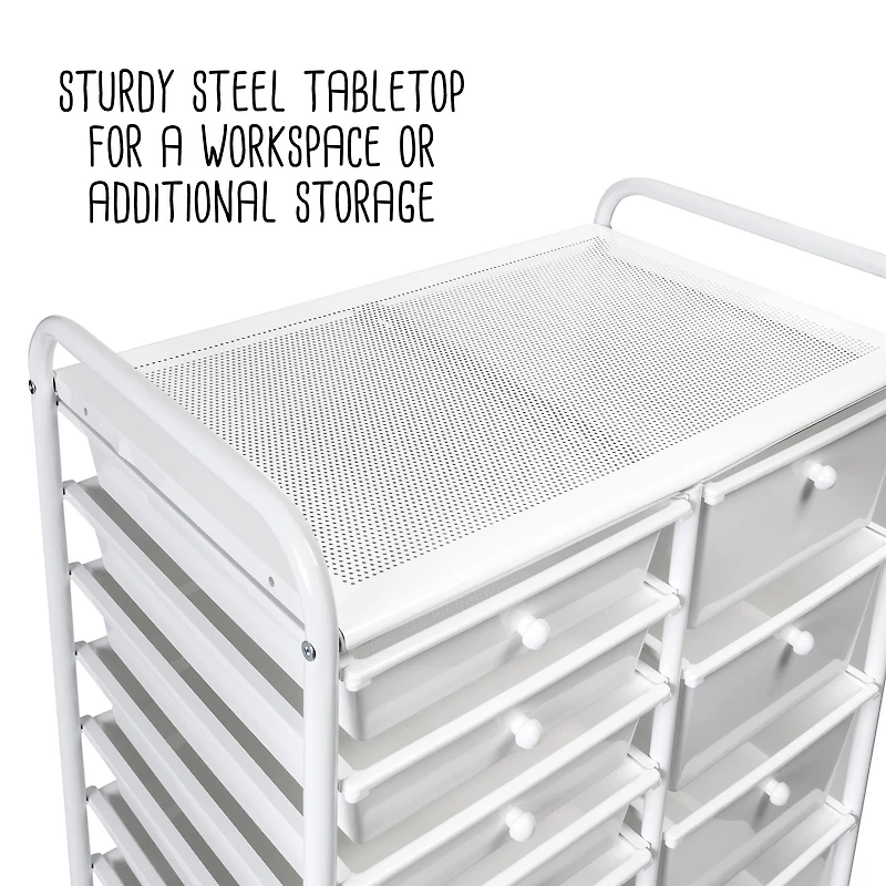 Honey Can Do White 15-Drawer Metal Rolling Storage Cart