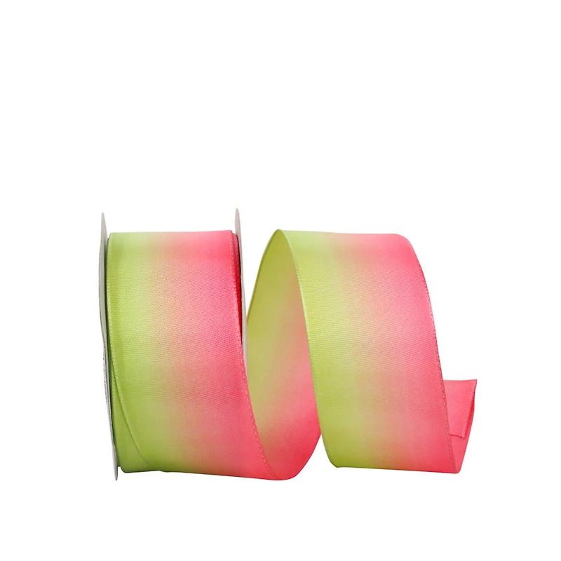 JAM Paper 1.5" x 10yd. Pink & Green Ombre Wired Edge Ribbon