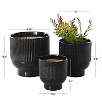 Black Ceramic Speckled Planter Set
