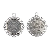 John Bead 27mm Antique Silver Round Pendant Frames, 3ct.