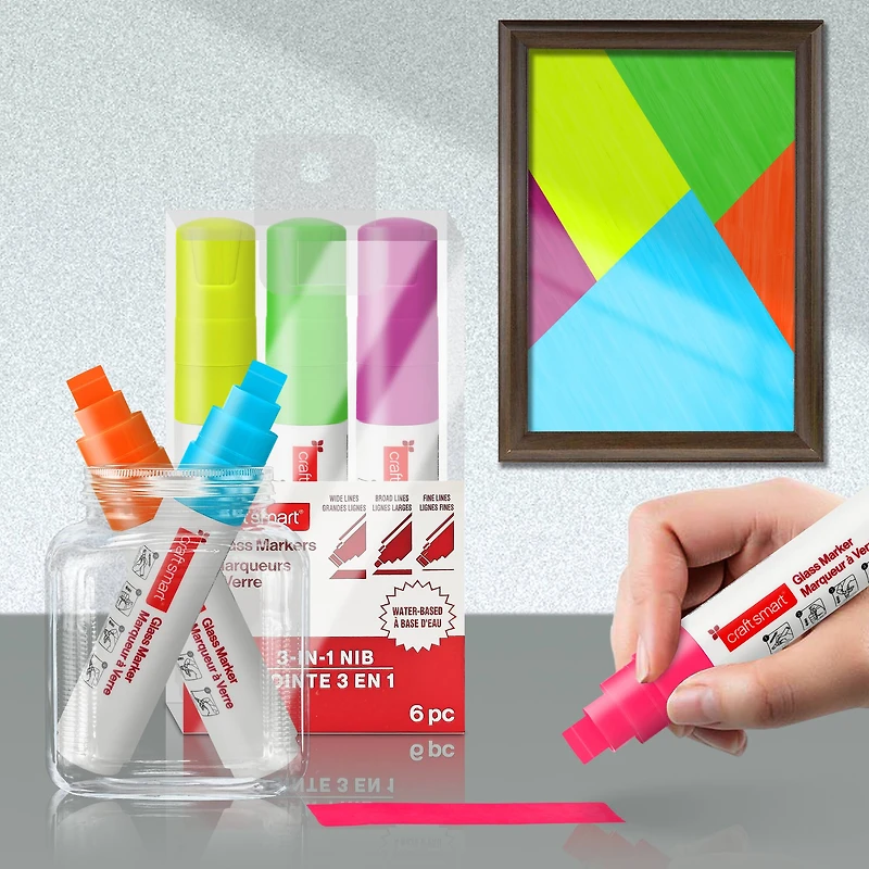 Fluorescent 3-in-1 Nib Glass Markers Set by Craft Smart®