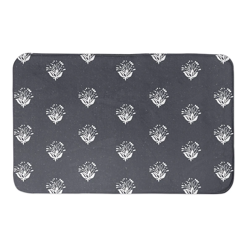 Navy Floral Pattern 34" x 21" Bath Mat