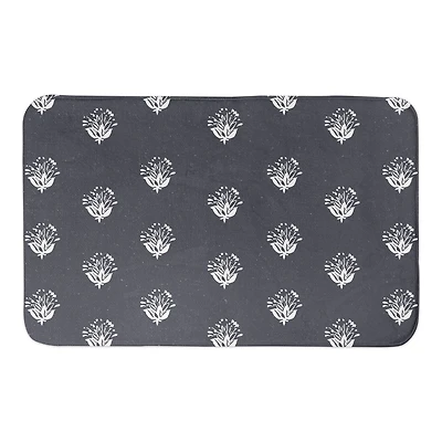 Navy Floral Pattern 34" x 21" Bath Mat