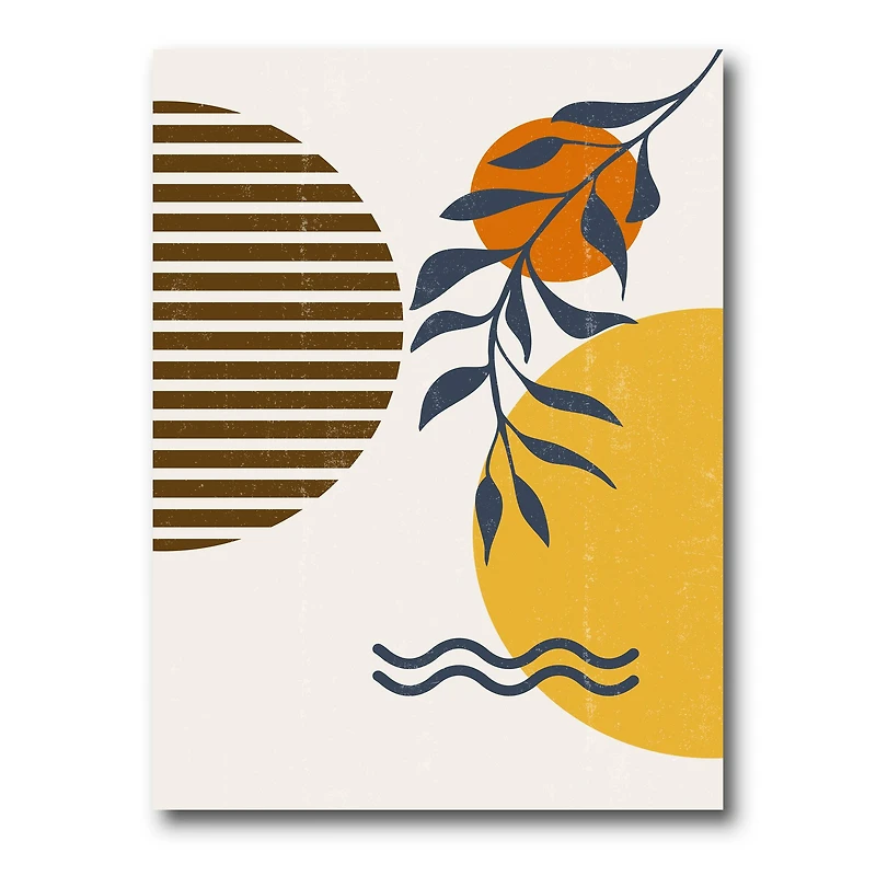 Designart - Botanical Minimalist Leaf With Abstract Shapes I