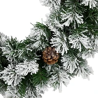 36" Snowy Flocked Angel Pine with Pinecones Artificial Christmas Wreath