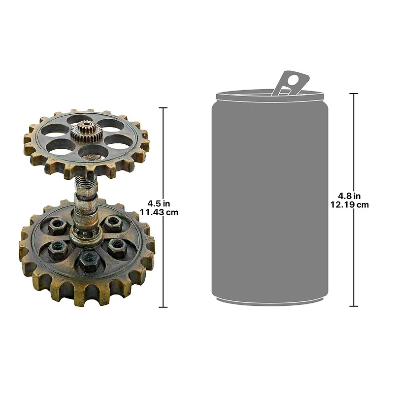 4.5" Industrial Steampunk Dual Gear Pen Holder