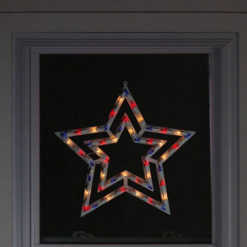 17" July 4th Patriotic Star Window Silhouette Decoration