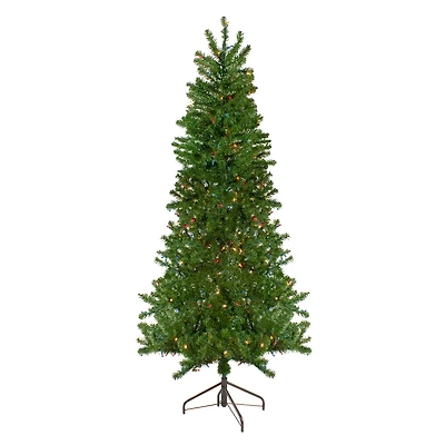 6.5ft. Pre-Lit Canadian Pine Slim Artificial Christmas Wall Tree, Multicolor Lights