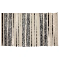 Cream & Black Handloom Woven Throw Rug, 3.5ft. x 2ft. 