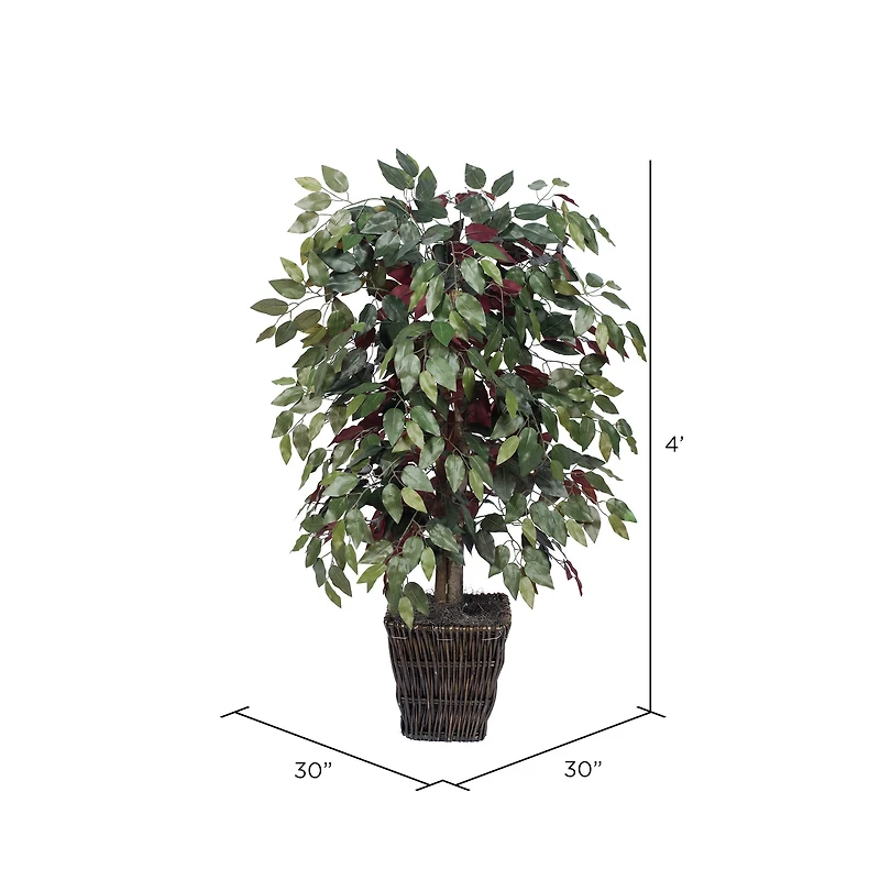 4ft. Artificial Capensia Bush with Square Willow Basket