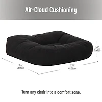 Mind Reader Air-Cloud Booster Seat Cushion for Office, Car, Wheelchair, Support Pillow with Carry Handle, Black