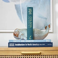 Coastal Gray Polystone Whale Bookend Set