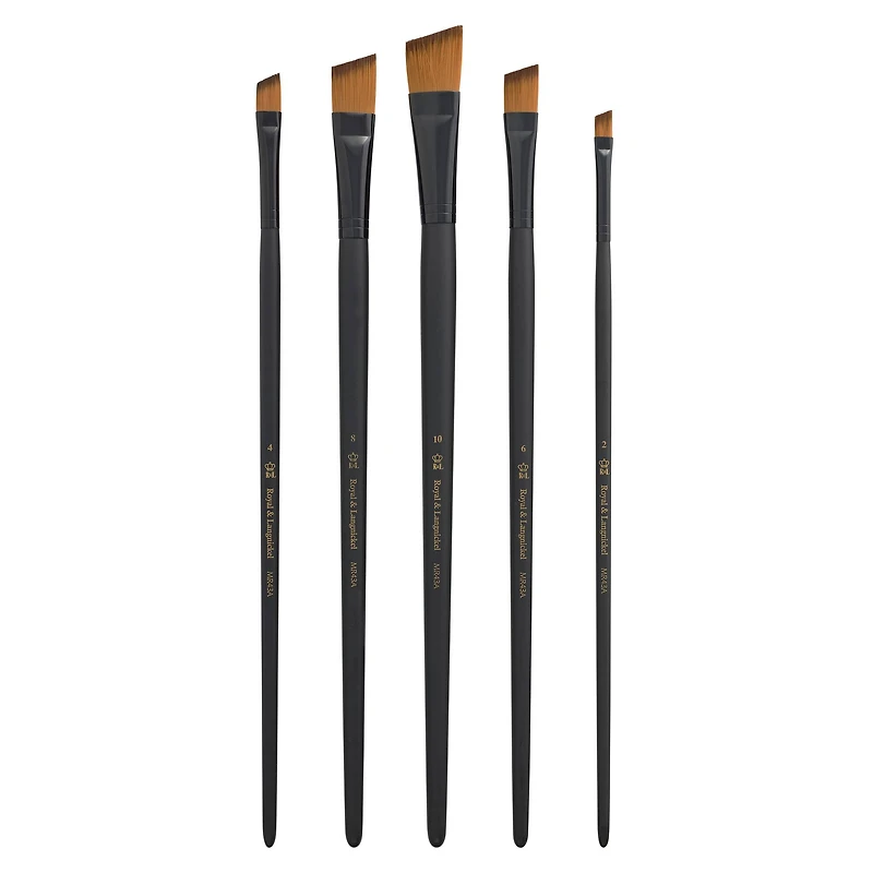 Royal & Langnickel® Essentials™ Acrylic Gold Taklon 5 Piece Angular Brush Set